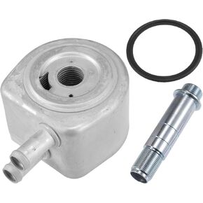 Engine Oil Cooler, Transmission Oil Cooler with O-Ring Seal and Bolt No.F7UZ6A642BA for Ford Expedition F-150 F-250 Aluminum Alloy Silver Tone, 1 Pc