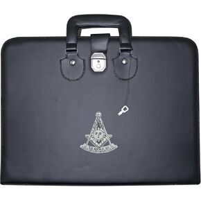 Masonic Past Master Apron and Collar Case Leather – Hand Embroidered, MM Provincial Size | Freemason Carrying Bags
