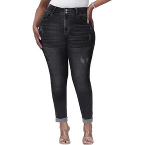 Womens Plus Size Skinny Jeans High Waisted Stretchy Classic Ankle Jean