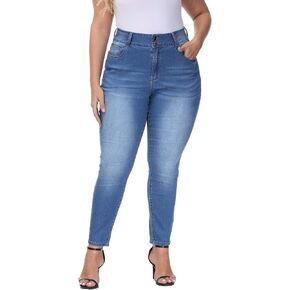 Womens Plus Size Skinny Jeans High Waisted Stretchy Classic Ankle Jean in Kuwait