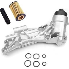FEXON Engine Oil Cooler Filter Housing Assembly Adapter with Gasket, Insert, Cap For 2008-2019 Chevy Cruze Sonic Malibu Aveo/Buick Cascada, Pontiac G3/Saturn Astra 1.6L 1.8L Replace 25199751 918-432