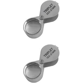 2 Pcs Jewelers Loupe Pocket Magnifier Glass Jewelry Loop Small Foldable Magnifier Eye Lens for Jewelers,Coins, Plants, Diamonds,Stamps,Antiques and More