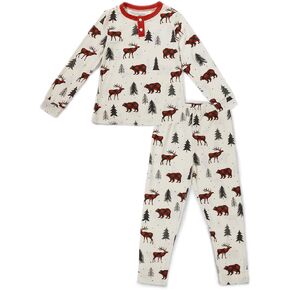 Haloumoning Boys Clothing Sets Kids Long Sleeve Henley Shirts and Elastic Waist Pants Set 4-14 Years