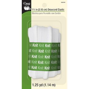 Dritz 9328W Drawcord Knit Elastic, White, 1-1/4-Inch by 1-1/4-Yard