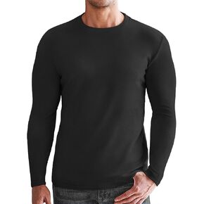HiMONE Long Sleeve Shirts for Men Thermal Crewneck Fleece Base Layer Casual Undershirts Pullover Tops