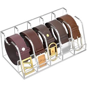 NIUBEE Belt Organizer, Acrylic Belt Storage Holder for the Closet and Drawer, 7 Compartments Belt Box with Display Stand