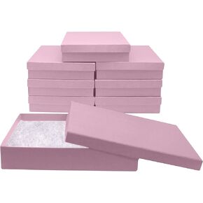 Novel Box Made in USA Jewelry Gift Box in Blue Kraft with Removable Cotton Pad 7X5X1.25 (Pack of 8) + Custom NB Pouch