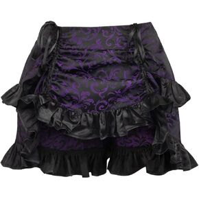 Daisy corsets Women's Purple/Black Brocade Ruched Bustle Skirt
