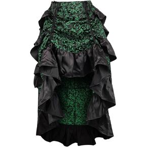 Daisy corsets womens Green/Black Brocade Adjustable High Low Bustle Skirt