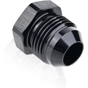 4AN Male Flare Blanking Plug Fitting Adapter Hex Head Plug，7/16-20 UNF Black Aluminum Anodized（ Pack of 1）.