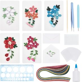 WEBEEDY 20 مجموعة من بطاقات اللف DIY مع تعليمات صنع بطاقات التهنئة بالزهور، مجموعة 36 لونًا من الشرائط الورقية DIY لعيد الميلاد، والعطلات، وعيد الحب، والذكرى السنوية، وهدية حفل الزفاف in Saudi Arabia