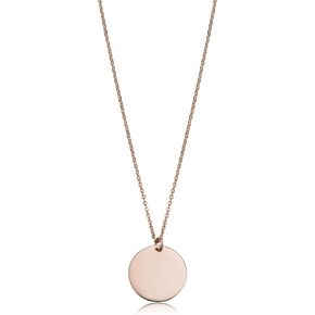 Kooljewelry قلادة قرصية مستديرة من الذهب الأصفر والأبيض أو الوردي عيار 14 قيراط مقاس 10 مم (يمكن تعديلها إلى 17 أو 18 بوصة)