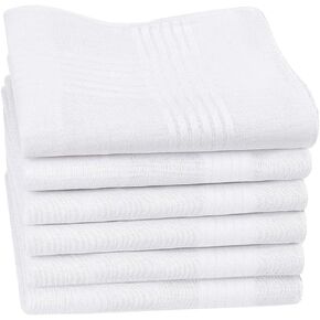 HOULIFE 100% Cotton Men's Handkerchiefs, Solid White Handkerchiefs for Men Cotton Pocket Square 15.7x15.7
