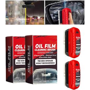 Automotive Oil Film Cleaning Brush New Glass Coating for Windshield Glass Oil Film Remover, Strong Front Windshield Remover for Windshield Improves Clarity and Visibility (2pcs)