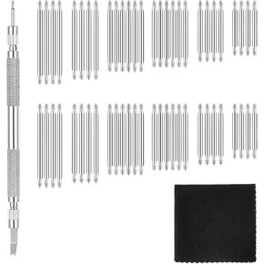 Watch Spring Bar Tool Watch Band Pins Kit Watch Link Removal Tool Watch Band Remover Tool Watch Repair Kit with 2 Tips & 56 Stainless Steel Spring Bars (16-26mm)