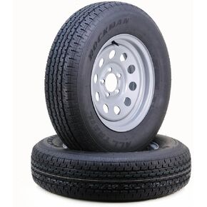 ROCKMAN Trailer Tire Wheel Assembly ST205/75R15 8-Ply D 107M 5 Lug on 4.5" PCD Silver Mod Rim,SET 2