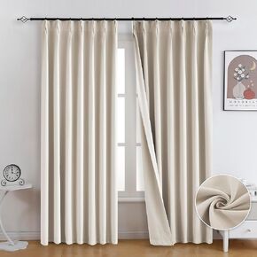 Fazhesici Black Pleated Full Blackout Curtains 84 inches Long Black Out Curtains for Bedroom Thermal Insulated Pinch Pleat Drapes with Hooks 1 Panel 80" Wx84 L