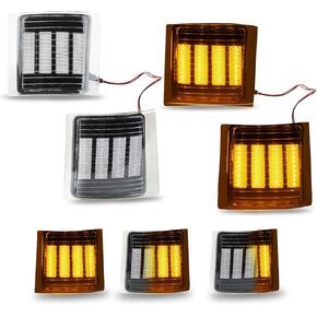 Bestview Side Marker Turn Signal Lights LED Corner Light for Chevy C/K C10 Pickup Truck 1500 2500 3500 1994-1998 Silverado Tahoe, Chrome Housing Clear Lens Dynamic White, Pack of 4