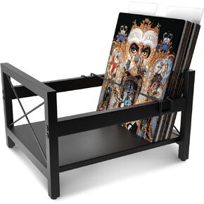 Vinyl Record Holder, All Metal Vinyl Record Box Crate, Vinyl Record Album Case Storage, Holds up to 60 - 80 LP Records With 2 Pieces Plastic Dividers and Sliding Bar