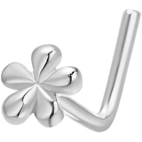 S925 Sterling Silver Flower Nose Studs Rings for Women 20G L-Shaped Tiny Daisy Nose Rings Stud Hypoallergenic Nostril Nose Piercing Jewelry