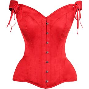 Daisy corsets Womens Top Drawer Red Satin Steel Boned Corset W/Straps