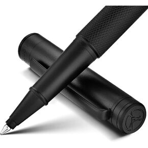Matte Black Rollerball Pen, Luxury Pen with Schmidt Black Ink Refill, Fancy Pen Gift Set for Men, Business Signature, Executive, Office, Nice Fancy Designer Pens