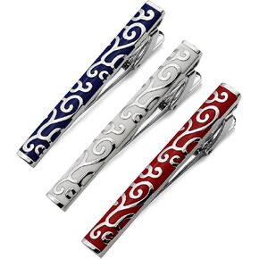 Unique Tie Clip For Men Set White Blue Red Tie Bars,Novelty Tie Clip Vine Pattern,Suitable For Wedding Valentine's Day Anniversary And Father's Day As a Gift