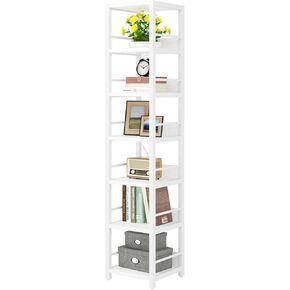 LITTLE TREE 75 Inch Tall Corner Shelf, 6-Tier Narrow Bookshelf for Small Spaces, Multipurpose Corner Storage Rack Shelves, Etagere Bookcase Skinny Shelf Tower Plant Stand for Living Room Kitchen