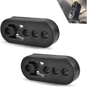 Pack-2 Car Muffler Exhaust Hanger Kit, 4 Hole Bushing Muffler Insulator Shock Absorbent Mount Bracket, Eliminate Vibration Adjustable Exhaust Rubber Hanger, Universal for Cars Trucks (Black)