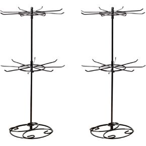 ZILAMGOO 2 Pcs Rotating Jewelry Display Holder 2 Tier Stand Display Organizer For Necklaces, Bracelets, Earrings, Rings (Black)