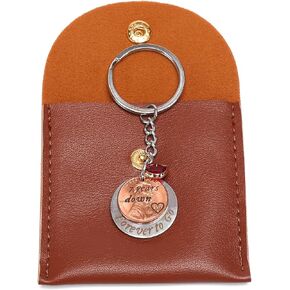 7th Anniversary Copper Keychain - 7 Years Down & Forever To Go - 2017 Penny Keyring with Red Heart Charm & Gift Bag - Romantic Copper Gift for Him or Her - Handcrafted Keepsake