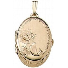 PicturesOnGold.com Solid 14K Yellow Gold Oval Four Photo Locket 3/4 Inch X 1 Inch Solid 14K Yellow Gold