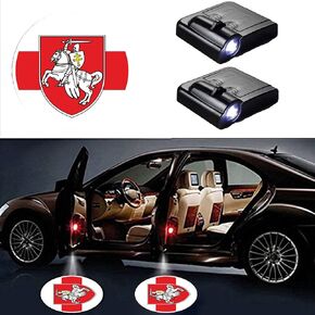 Mexico Coat of Arms Wireless Car Door Light Projector - Battery Operated LED Lights for Car Door - Auto On/Off Door System Pride and Support Mexico Flag Light, Suitable for All Brand Cars - Set of 2