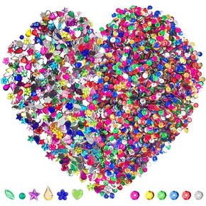 DaKuan 20000 Pcs 6MM Bulk Loose Sequins and 600 Pieces Craft Gems Jewels Acrylic Flatback Rhinestones Gemstone for DIY Crafts Jewelry Making, 6-13mm