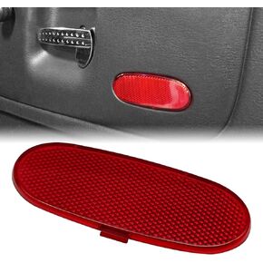 Front Door Panel Reflector Light Cover Compatible with 2002-2008 Dodge Ram 1500 2500 3500, 5179299AA Red