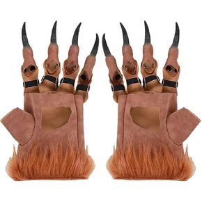 KIPETTO Halloween Claw Gloves Unisex Plush Dragon Claw Gloves Halloween Costume Party Props