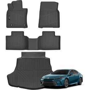 Floor Mats & Trunk Mat Custom Fit for Toyota Camry 2025 (Include Hybrid) All Weather TPE Rubber Cargo Liner Anti-Slip Full Set Automotive Floor Liners for Camry Accessories