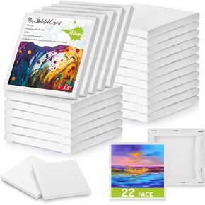10PCS Mini Canvases for Painting - 5x5In Bulk Profile Small Square Canvases - 100% Cotton Mini Stretch Canvas for Children's Painting Art Supplies, School Home Decorating Projects