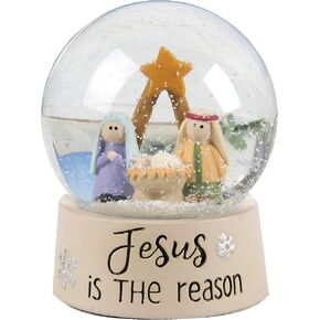 Blossom Bucket 208-12891 Jesus is The Reason Snow Globe with Holy Family, Small, Light Colored