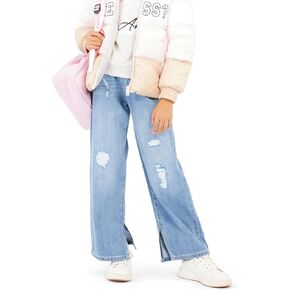 GUESS Girls' Denim 90s Fit Distressed Jeans