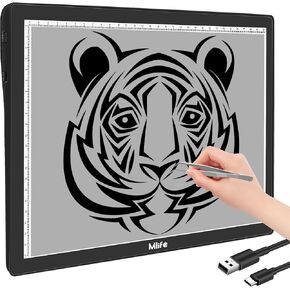 Mlife Rechargeable A4 Light Box for tracing- LED Light Pad for Weeding Vinyl,Perfect tracing Light Box for Diamond Art,Art Supplies(White)