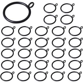 30 PCS Black Curtain Rings with Eyelets, 1.5 Inch Metal Eyelet Drapery Ring for Curtain Drapery Clips Hooks and Curtain Rods