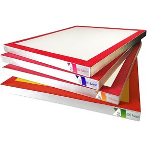 5-Pack Aluminum Silk Screen Printing Frames - 60-90-110-200 Mesh, Durable Nylon, Rust-Resistant, Multi-Use for Printing & Sieving (20×24"×5pc)