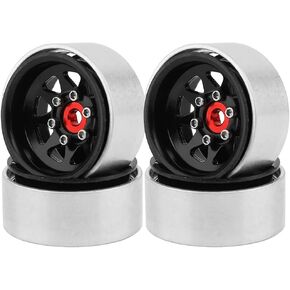 1.0 Beadlock Wheel -3.78mm Offset Wheel Rims for 1/18 1/24 RC Crawler Car Axial AX24 SCX24 FMS FCX24 TRX4M Upgrades (Black)