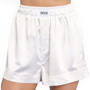 xo, Fetti White Bride Boxer Shorts, S/M/L | Bachelorette Party Outfit, Bach Pajamas, Bridal Accessory, Bridesmaid Wearable