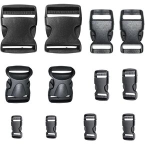 plastic buckle clips, quick side release plastic buckle Be suitable foradjustable safety buckle carabiner black plastic clips (6 sizes)……