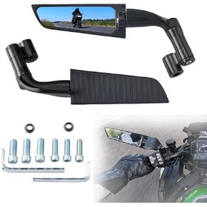 Racing Motorcycle Mirrors Universal 10mm and 8mm Stealth Wind Wing Side Mirrors Compatible with Honda Yamaha Kawasaki Z400 Z650 Z900 Suzuki Duke 1290 Super Duke R Evo ABS 390 Street Bike