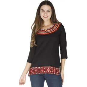 MESMERIICAL Women's Embroidered Cotton Short Kurti in Kuwait