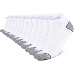 12 Pack Mens Ankle Socks Athletic Running Cushioned Breathable Low Cut Sports Workout Socks,Shoe Size:6-12