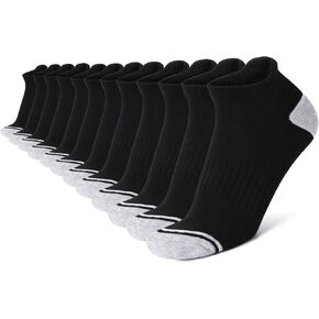 12 Pack Mens Ankle Socks Athletic Running Cushioned Breathable Low Cut Sports Workout Socks,Shoe Size:6-12